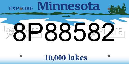 8P88582 Minnesota License Plate