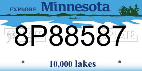 8P88587 Minnesota License Plate