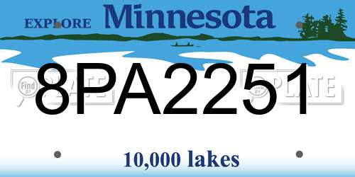 8PA2251 Minnesota License Plate