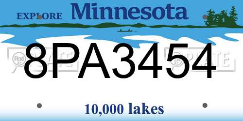 8PA3454 Minnesota License Plate