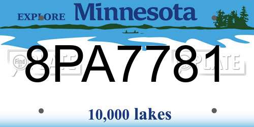8PA7781 Minnesota License Plate
