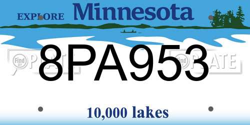 8PA953 Minnesota License Plate