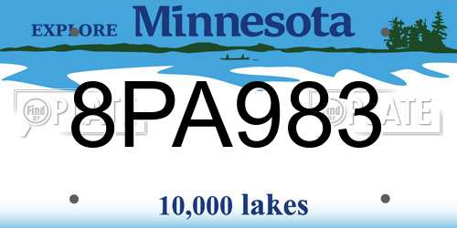 8PA983 Minnesota License Plate