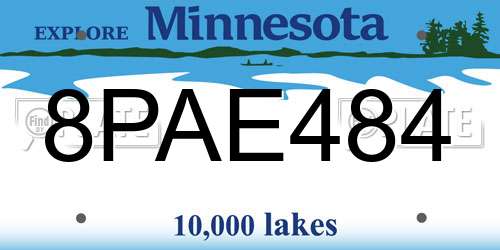 8PAE484 Minnesota License Plate