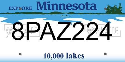 8PAZ224 Minnesota License Plate