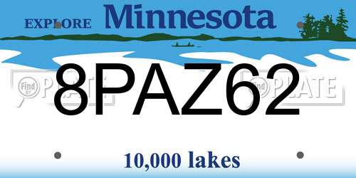 8PAZ62 Minnesota License Plate