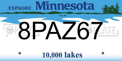 8PAZ67 Minnesota License Plate