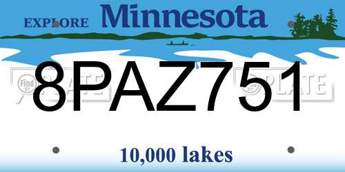 8PAZ751 Minnesota License Plate