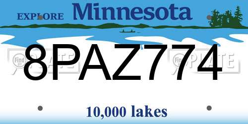 8PAZ774 Minnesota License Plate