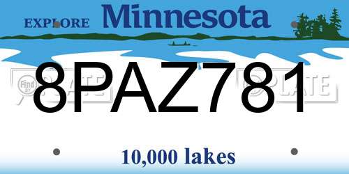 8PAZ781 Minnesota License Plate