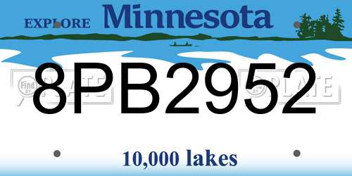 8PB2952 Minnesota License Plate