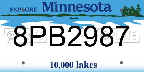 8PB2987 Minnesota License Plate