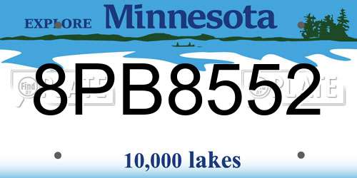8PB8552 Minnesota License Plate