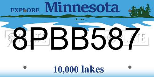 8PBB587 Minnesota License Plate