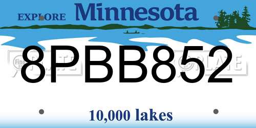 8PBB852 Minnesota License Plate