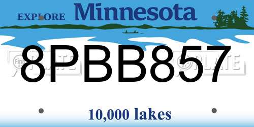 8PBB857 Minnesota License Plate
