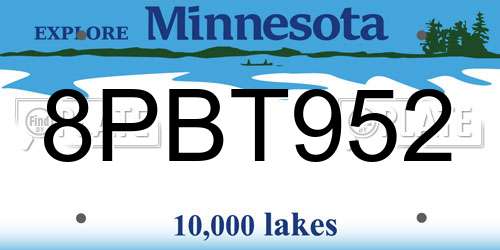8PBT952 Minnesota License Plate