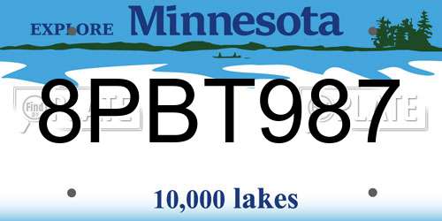 8PBT987 Minnesota License Plate