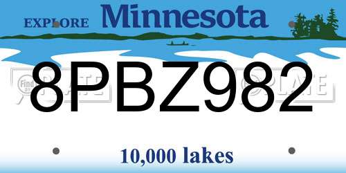 8PBZ982 Minnesota License Plate