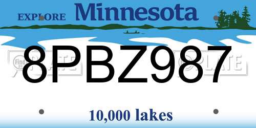 8PBZ987 Minnesota License Plate