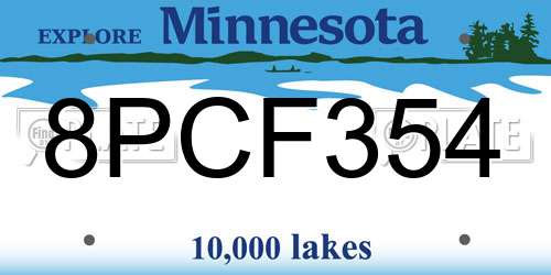 8PCF354 Minnesota License Plate