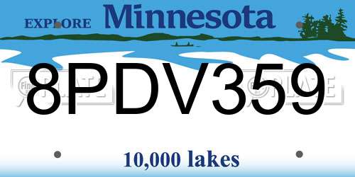 8PDV359 Minnesota License Plate