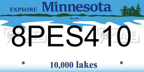8PES410 Minnesota License Plate