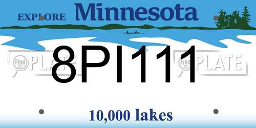 8PI111 Minnesota License Plate