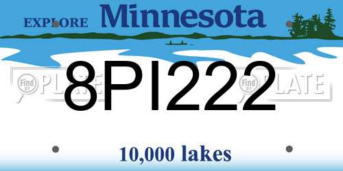8PI222 Minnesota License Plate