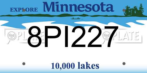 8PI227 Minnesota License Plate