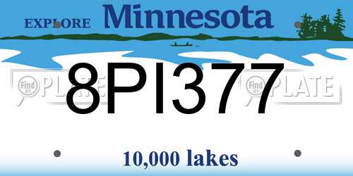 8PI377 Minnesota License Plate