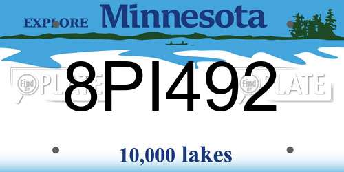 8PI492 Minnesota License Plate