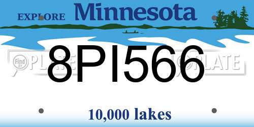 8PI566 Minnesota License Plate