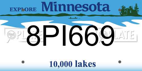 8PI669 Minnesota License Plate