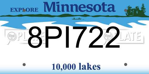 8PI722 Minnesota License Plate