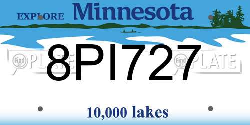 8PI727 Minnesota License Plate