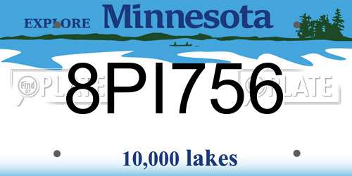 8PI756 Minnesota License Plate