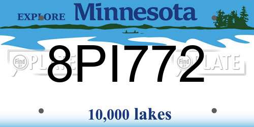 8PI772 Minnesota License Plate