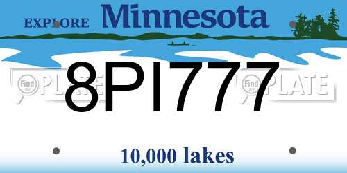8PI777 Minnesota License Plate