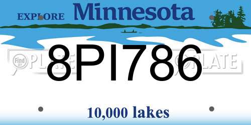 8PI786 Minnesota License Plate