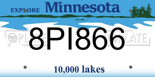 8PI866 Minnesota License Plate