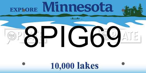 8PIG69 Minnesota License Plate