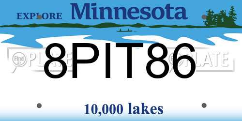 8PIT86 Minnesota License Plate