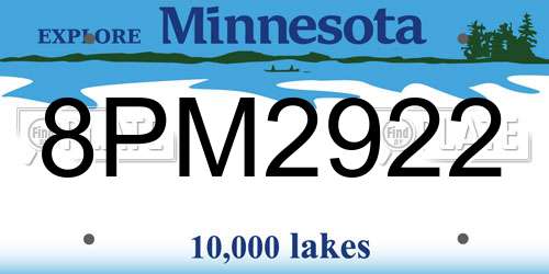 8PM2922 Minnesota License Plate