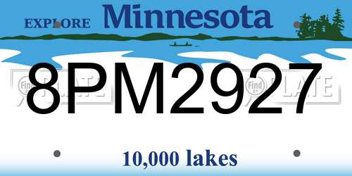 8PM2927 Minnesota License Plate