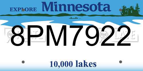 8PM7922 Minnesota License Plate