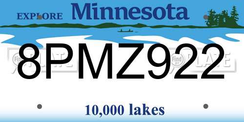 8PMZ922 Minnesota License Plate