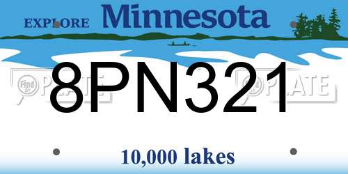 8PN321 Minnesota License Plate