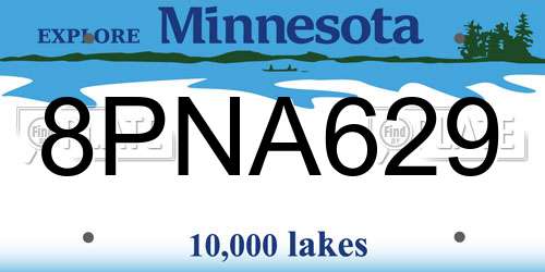 8PNA629 Minnesota License Plate