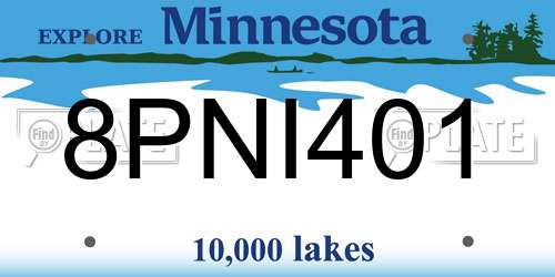 8PNI401 Minnesota License Plate